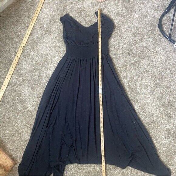 SUNDANCE DRESS - Black Rayon/Poly Knit Hanky Hem Elastic Waist, Midi Maxi SZ SM - Picture 10 of 10